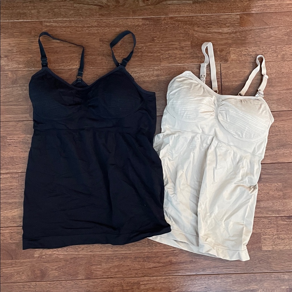 2 Pack Kindred Bravely Black and Tan Nursing tank tops